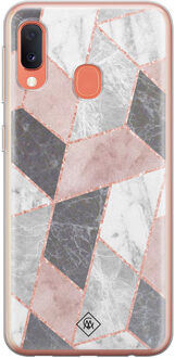 Casimoda Samsung Galaxy A20e siliconen telefoonhoesje - Stone grid Blauw, Goudkleurig