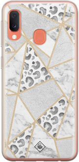 Casimoda Samsung Galaxy A20e siliconen telefoonhoesje - Stone & leopard print Mint