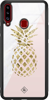 Casimoda Samsung Galaxy A20s glazen hardcase - Ananas Roze