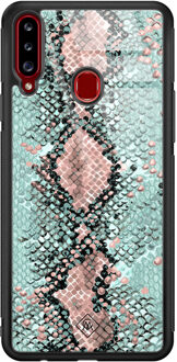 Casimoda Samsung Galaxy A20s glazen hardcase - Baby snake Mint