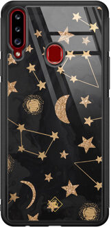 Casimoda Samsung Galaxy A20s glazen hardcase - Counting the stars Goudkleurig