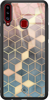 Casimoda Samsung Galaxy A20s glazen hardcase - Cubes art Multi