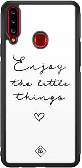 Casimoda Samsung Galaxy A20s glazen hardcase - Enjoy life Wit