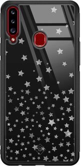 Casimoda Samsung Galaxy A20s glazen hardcase - Falling stars Zwart