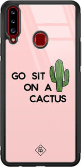 Casimoda Samsung Galaxy A20s glazen hardcase - Go sit on a cactus Roze