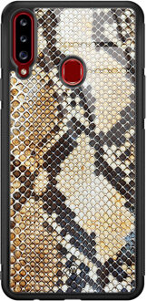 Casimoda Samsung Galaxy A20s glazen hardcase - Golden snake Goudkleurig