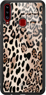 Casimoda Samsung Galaxy A20s glazen hardcase - Golden wildcat Goudkleurig