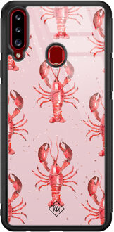 Casimoda Samsung Galaxy A20s glazen hardcase - Lobster all the way Roze