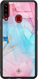 Casimoda Samsung Galaxy A20s glazen hardcase - Marble colorbomb Multi