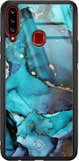 Casimoda Samsung Galaxy A20s glazen hardcase - Marmer indigo blauw