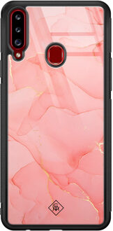 Casimoda Samsung Galaxy A20s glazen hardcase - Marmer roze