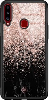Casimoda Samsung Galaxy A20s glazen hardcase - Marmer twist Rosekleurig