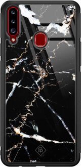 Casimoda Samsung Galaxy A20s glazen hardcase - Marmer zwart