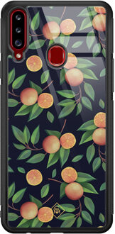 Casimoda Samsung Galaxy A20s glazen hardcase - Orange lemonade Multi
