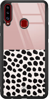 Casimoda Samsung Galaxy A20s glazen hardcase - Pink dots Roze