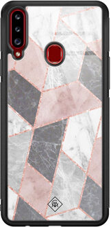 Casimoda Samsung Galaxy A20s glazen hardcase - Stone grid Multi