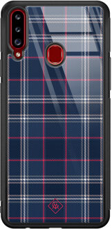 Casimoda Samsung Galaxy A20s glazen hardcase - Tartan blauw