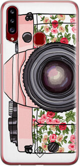 Casimoda Samsung Galaxy A20s siliconen telefoonhoesje - Hippie camera Roze