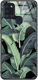 Casimoda Samsung Galaxy A21s glazen hardcase - Bali vibe Groen