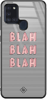 Casimoda Samsung Galaxy A21s glazen hardcase - Blah blah blah Multi