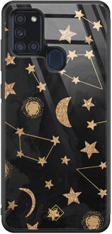 Casimoda Samsung Galaxy A21s glazen hardcase - Counting the stars Goudkleurig