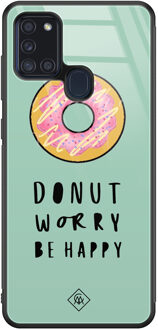 Casimoda Samsung Galaxy A21s glazen hardcase - Donut worry Mint