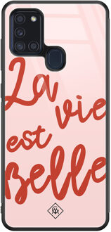 Casimoda Samsung Galaxy A21s glazen hardcase - La vie est belle Multi