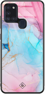 Casimoda Samsung Galaxy A21s glazen hardcase - Marble colorbomb Multi