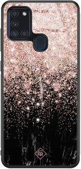 Casimoda Samsung Galaxy A21s glazen hardcase - Marmer twist Rosekleurig