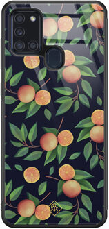 Casimoda Samsung Galaxy A21s glazen hardcase - Orange lemonade Multi