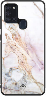 Casimoda Samsung Galaxy A21s glazen hardcase - Parelmoer marmer Multi