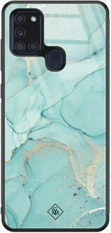 Casimoda Samsung Galaxy A21s glazen hardcase - Touch of mint