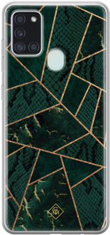 Casimoda Samsung Galaxy A21s siliconen hoesje - Abstract groen Zwart, Multi