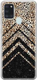 Casimoda Samsung Galaxy A21s siliconen hoesje - Chevron luipaard Geel