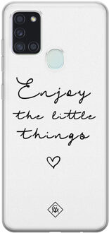 Casimoda Samsung Galaxy A21s siliconen hoesje - Enjoy life Geel