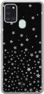 Casimoda Samsung Galaxy A21s siliconen hoesje - Falling stars Bruin/beige