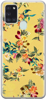 Casimoda Samsung Galaxy A21s siliconen hoesje - Floral days Groen