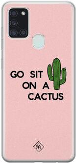 Casimoda Samsung Galaxy A21s siliconen hoesje - Go sit on a cactus Blauw
