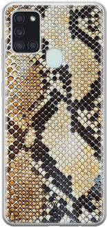 Casimoda Samsung Galaxy A21s siliconen hoesje - Golden snake Blauw