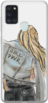 Casimoda Samsung Galaxy A21s siliconen hoesje - GRL PWR Roze