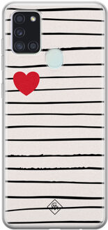 Casimoda Samsung Galaxy A21s siliconen hoesje - Heart queen Roze
