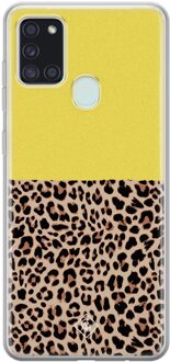 Casimoda Samsung Galaxy A21s siliconen hoesje - Luipaard geel Zwart