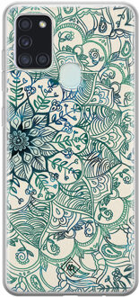 Casimoda Samsung Galaxy A21s siliconen hoesje - Mandala blauw Multi