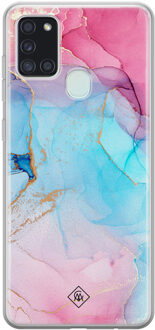 Casimoda Samsung Galaxy A21s siliconen hoesje - Marble colorbomb Bruin/beige