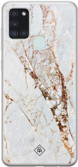 Casimoda Samsung Galaxy A21s siliconen hoesje - Marmer goud Bruin/beige, Mint