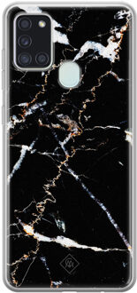 Casimoda Samsung Galaxy A21s siliconen hoesje - Marmer zwart Bruin/beige
