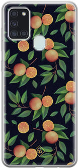 Casimoda Samsung Galaxy A21s siliconen hoesje - Orange lemonade Zwart, Bruin/beige