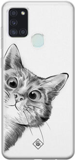 Casimoda Samsung Galaxy A21s siliconen hoesje - Peekaboo Groen
