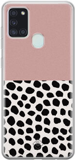 Casimoda Samsung Galaxy A21s siliconen hoesje - Pink dots Grijs/zilverkleurig