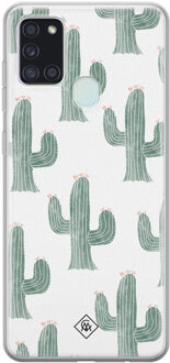 Casimoda Samsung Galaxy A21s siliconen telefoonhoesje - Cactus print Roze
